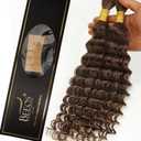 BEEOS Deep Wave Boho Hair for Braiding 100g, #4 Chocolate Brown Human Braiding Hair for Boho Braids, No Weft Full End 22 Inch
