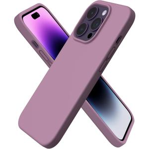 ORNARTO Compatible with iPhone 14 Pro Case 6.1, Slim Liquid Silicone 3 Layers Full Covered Soft Gel Rubber Phone Case Protective Cover with Microfiber Lining 6.1 inch-Lilac Purple