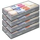 LIQWEI 3 Pack 5.5 Inches High Under Bed Storage Containers, Low Profile Under Bed Storage Containers, Foldable Underbed Bag Stackable Closet Organizers for Blankets Clothing Comforter Wrapping Paper