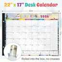 Gannyfer Desk Calendar 2026-2027, 18-Month Large Desk Calendar, Use Now Until March 2027, 22" x 17" Desktop Pad Calendar, with Notes Section, Thick Paper, Large Grid Layout (6 Stickers Included)