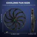 16 inch Universal Fan Push Pull Electric Radiator Cooling Fan 12V 120W with Mounting Kit Black
