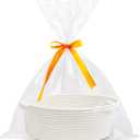 Pro Goleem Small Woven Easter Basket with Gift Bags and Ribbons Durable Burr Baskets for Gifts Empty Small Rope Basket for Storage 12"X 8" X 5" Baby Toy Baskets with Handles, White