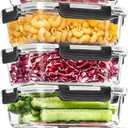 Skroam 5-Packs 36OZ Glass Food Storage Containers with Lids Airtight, Glass Meal Prep Container for Lunch, Pantry Organizers and Storage, Glass Lunch Boxes for Freezer to Oven Safe, Leak Proof