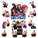 25Pcs Cartoon For Jujutsu Manga Kaisen Cupcake Toppers,Inspired Cupcake For Anime Picks School Wizard Theme Birthday Party Cake Decorations Supplies.