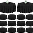 Showgeous 12 Pack Black Polyester Tablecloths - 90 Inch Round Tablecloths for Weddings, Banquets & Parties - Washable, Wrinkle Resistant