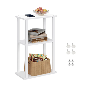 TUTOTAK Small Side Table, Narrow End Table, Bedside Table, Couch Side Table with Wheels for Living Room or Bedroom, White TB01BW061