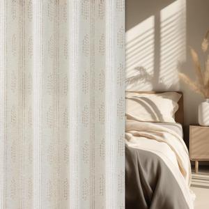 Boho Linen Curtains for Bedroom Living Room Taupe Farmhouse Boho Curtains 84 Inches Long Geometric Striped Patterned Mudcloth Grommet Top Light Filtering Window Drapes 2 Panels Taupe on Beige