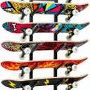 6-Tiers Skateboard Racks Floor Stand, Skateboard Wall Mount, Snowboard Racks, Skateboard Wall Decor For Homes Garages Skate Shops Gym(Black)