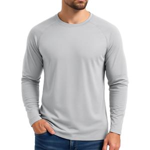 Boladeci Men's Thermal Underwear Tops Fleece Lined Base Layer Long Sleeve Shirts for Cold Weather (X-Large, Light Gray)
