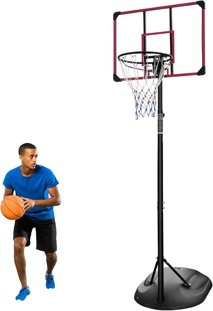 7.5-9.2ft Portable Basketball Hoop System, Adjustable Height Basketball Hoop & Goals with 32In Shatterproof Backboard, Basketball Goal System for Kids Youth & Adults, Indoor/Outdoor