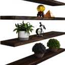 Wood Floating Shelves for Wall Decor, Rustic Wall Shelves for Bedroom Bathroom Kitchen Living Room, Set of 4 Walnut 36 Inch