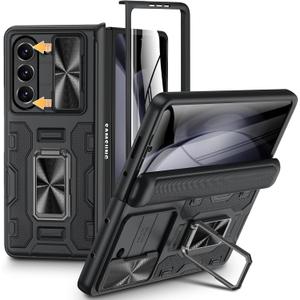 VEGO for Samsung Z Fold 5 Case, with Slide Camera Cover & Screen Protector Built-in 360 Magnetic Kickstand Drop Protection Case for Samsung Galaxy Z Fold 5 5G 2023 - Black