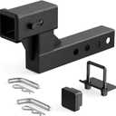 YZONA 2-Inch Trailer Receiver Hitch Riser & Extender, 4.4" Rise/Drop, Solid Tube, Extension Length Options 5", 6", 8", 9", 7500 lbs Towing Capacity, Matte Black