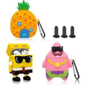 [3 Pack] Funny Airpod Case for AirPod 2/1, 3D Cartoon Character Cute Airpods 1&2 Case Kawaii AirPods 1/2 Cover for Men Boys Gift Protective Silicone Case with Keychain Accessories