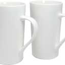 20oz Ceramic Coffee Mugs Set of 2, Large White Coffee Cups with Handle, Microwave and Dishwasher Safe, 20 Ounce Stoneware Tea Mugs for Home and Office, Gift for Coffee Lovers