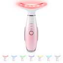 ELISHINE 7 Color Neck Face Massager  Facial Massager Tool for Skin Care at Home, Vibrating Face Massager with Thermals, Pink