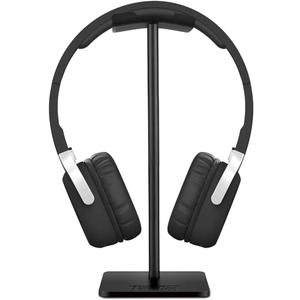 New bee Headphone Stand Headset Holder Earphone Stand with Aluminum Supporting Bar Flexible Headrest ABS Solid Base for All Headphones Size (Black)