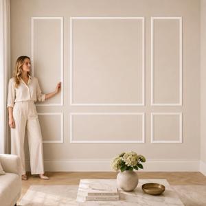 Pre-Cut Wall Molding Kit: Ready to Assemble Paintable Wainscoting Panels