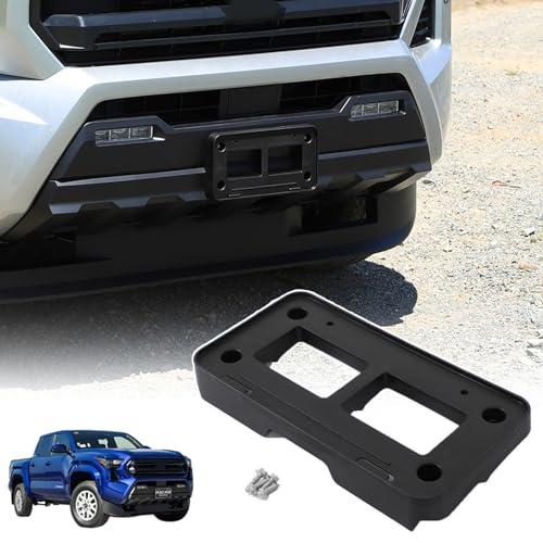 License Plate Frame Bracket Compatible with Toyot@ Tacoma 2024 2025,ABS Tag Frame Front Bumper License Plate Holder Mount Adapter Relocation Kit Accessories 1PCS (Black)