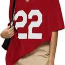 SOLY HUX 2024 Jersey Shirts for Women Number Graphic T Shirt V Neck Half Sleeve Oversized Tees Summer Streetwear Tops Red Letter Large