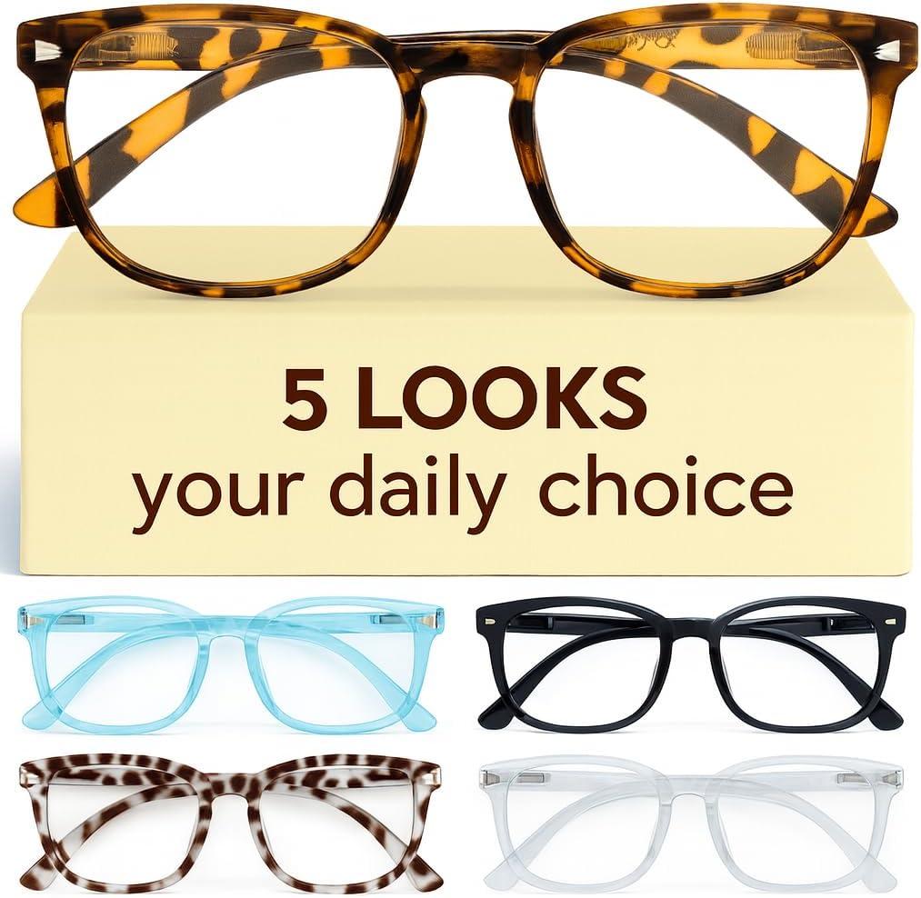CCVOO Reading Glasses for Women, Eyeglasses, Blue Light Readers for Women, Computer Eye Glasses, Cheaters (*C1 Mix)