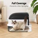 Enclosed Litter Box with Front Door Flap and Scoop, Covered Kitty Litter Box with Handle and Buckles for Portability and Privacy (Shining Black)