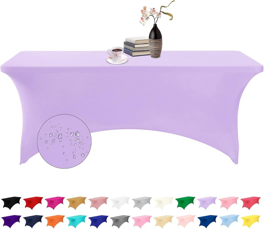Spandex 6ft Waterproof Table Cover for Party,Wedding, Banquet, and Events(Lavender) (72"x30"(Rectangular))