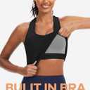 Sports Bra for Women, Wide Straps Racerback Built-in Bra Tank Tops,Gym Yoga Sports Shirts Running Athletic Crop Top (Black, L)