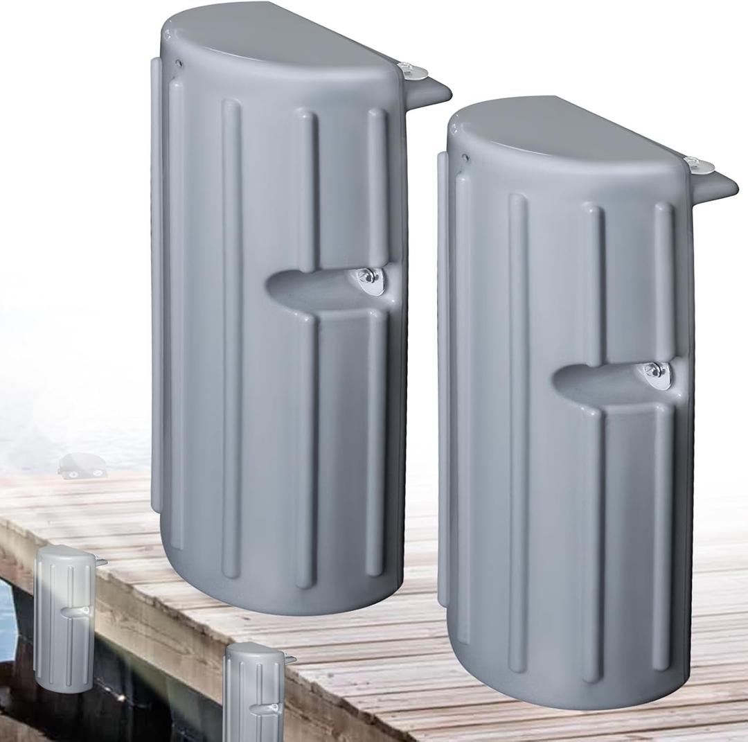 Dock Bumper Fender, Boat Dock Bumpers for Edge or Side, Marine Fender Guard, Vertical Protection, Durable Construction, Includes Mounting Hardware,2 Pack-grey