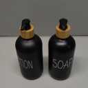 Little World Soap Dispenser for Kitchen, Stainless Steel Pump and Wood Tray, Bathroom Decor Dispenser for Foaming Hand Soap, Dish Soap and Lotion, Black & Black