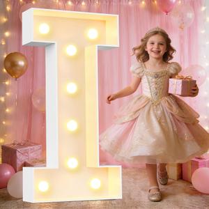 Pooqla Marquee Letters, 3FT Light Up Letters, Giant Marquee Letters 3 Feet Tall for Birthday Decoration, Large LED Letter Sign for Homecoming Baby Shower Wedding Party Decoration Letter I
