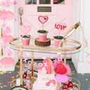 3 PCS Valentine Day Glitter Heart Topiary Tree Plant 5.5'' to 7'' Artificial Pink Heart Potted Tree Fake Plant with Pot for Tabletop Centerpiece Tiered Tray Decor Gifts