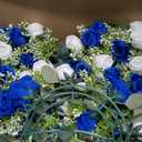 NUPTIO Artificial Flowers Candle Rings - 6 Pcs 14 inch Diam Large Champagne & White Fake Roses Wreath Wedding Centerpieces for Tables Spring Summer Wreath for Front Door Weddings Party Ceremony Decor