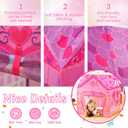 Kids Princess Castle Tent for 2-3 Kids Indoor/Outdoor Playhouse for Toddlers Polyvinyl Chloride PVC 1 pcs Foldable Kids Play Tent Casita House - Pink Flower House 37x28x40 in