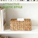 Rectangle Wicker Tissue Box Cover Fits 120-Count (3-Ply) / 160-Count (2-Ply) Boxes, Natural Rattan Woven Facial Tissue Holder, Decorative Tissue Box Holder for Bathroom, Living Room, Office & Desk