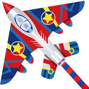 HONBO 58" Fighter Plane - Kite for Kids & Adults, Easy to Fly, Beach Trip Beginner Kite with Reel and 200ft String