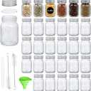 30 Pack 4oz Glass Mason Spice Jars Bottles, Empty Round Containers with Silver Airtight Metal Caps and Pour/Sift Shaker Lid