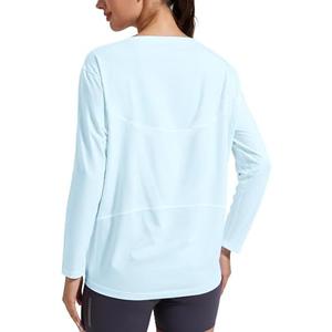 Pioneer Camp Women's Bamboo Viscose Long Sleeve Workout Shirts Back Loose Fit Boat Neck Yoga Athletic T-Shirts Casual Tops, Extra Large 