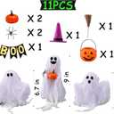 Halloween Decorations - Set of 3 Cute Spooky Ghosts Crafts - Ghost Decorations Indoor Halloween Decor for Party Table Home Room Kitchen Office