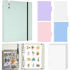 Sticker Book Collecting Album Reusable Sticker Storage Organizer Binder for Collecting Stickers A5 Blank Sticker Collection Holder Book with release paper Sticker Keeper Notebook (Green)