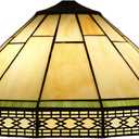 16 Inch Tiffany Stained Glass Lamp Shade Replacement Yellow Mission Lampshade Only with Cap Fit for Table Lamp, Pendant Light, Floor Lamp,Ceiling Fixture