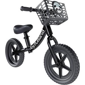 Lightweight Toddler Balance Bike 2-5 Year Old, 12'' Kids Balance Bike with Adjustable Handlebar and Seat, No Pedal Bikes for Kids with Basket, Sticker Pack, Gifts for Boy Girl Age 2-4 (Black)