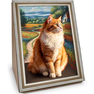 Cat Scratcher, Scratch Pad with Oil Painting, Furniture Saver Scratching Board, Cardboard Cat Scratcher House with Frame, Large Scratching Pad & Scratcher Bed, Cat Cardboard Scratcher for Indoor Cats