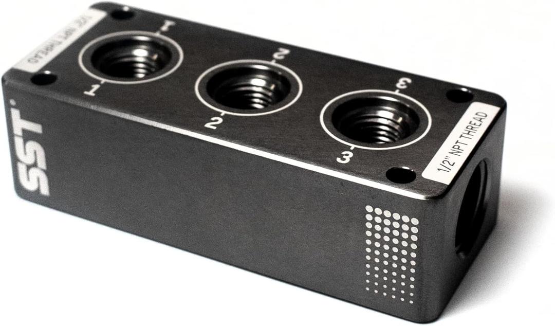 SST - Air Manifold - 1/2" NPT Inlet and 1/4" NPT Outlet - Multi-Port Function - Air Compressor Fittings - (3 Position)