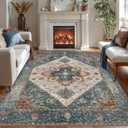 Ciicool Vintage Washable Area Rug 8'x10' Large Oriental Print RugsUltra Soft Carpet for Bedroom, Living Room, Under Table, Office