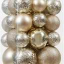 Christmas Ball Ornaments - 30pcs Shatterproof Christmas Ornaments Set Plastic Hanging Christmas Decorations for Xmas Tree Holiday Party Decor, 6 Styles in 4 Sizes (Champagne)