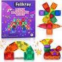 100pcs Mini Magnetic Tiles, Travel Kids Toys STEM Magnet Toy, Easter Basket Stuffer for Toddler Magnetic Blocks Building Preschool Learning Sensory Montessori Toy for Boys and Girls, Small