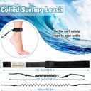 2 Pieces Surf Board Leashes Coiled Leash Rope Paddle Board Surfboard Leash Compatible with SUP Surfing Leg Rope Leash Surf Straps Stay on Board Ankle Strap Ankle Accessory for Surfing