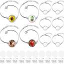 10 Pieces Sublimation Round Bracelet Trays Blank Base Bracelets with 10 Heat Transfer Round Blanks and 10 High Temperature Glues for DIY Bracelet Handicrafts Decors
