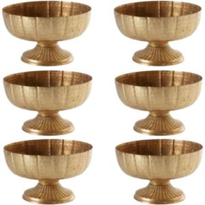 6 Pcs Distressed Gold Metal Compote Bowl Compote Vase Centerpieces for Table Pedestal Vase for Wedding Birthday Party Anniversary Indoor Outdoor Activity, 8 Diameter (Distressed Gold)